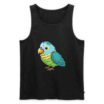 Sittich-Karikatur-Kawaii-Aquarell-Illustration - Männer Premium Bio Tank Top - Schwarz - Vorne - AI Model Male 178 light (178cm)