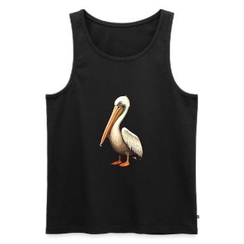 Pelican Cartoon Kawaii Aquarelle Illustration - Débardeur bio Premium Homme - noir - Devant - Michal (187cm)