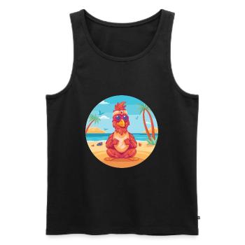 Rooster Cartoon Yoga Beach Summer Illustration - Men's Premium Organic Tank Top - black - Front - AI Model Male 178 light (178cm)