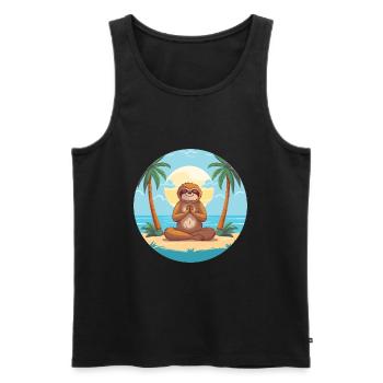 Sloth Cartoon Yoga Beach Summer Illustration - Men's Premium Organic Tank Top - black - Front - Michal (187cm)