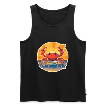 Crab Funny Cartoon Kawaii Beach Illustration - Men's Premium Organic Tank Top - black - Front - AI Model Male 178 light (178cm)