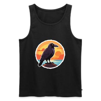 Krähe lustige Karikatur Kawaii Strand Illustration - Männer Premium Bio Tank Top - Schwarz - Vorne - Michal (187cm)