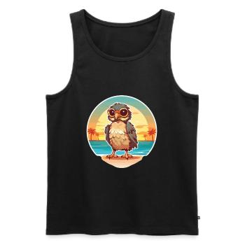 Hawk Lustige Karikatur Kawaii Strand Illustration - Männer Premium Bio Tank Top - Schwarz - Vorne - AI Model Male 178 light (178cm)