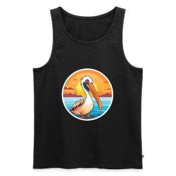 Pelikan Lustige Karikatur Kawaii Strand Illustration - Männer Premium Bio Tank Top - Schwarz - Vorne - Michal (187cm)