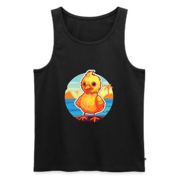 Huhn lustige Karikatur Kawaii Strand Illustration - Männer Premium Bio Tank Top - Schwarz - Vorne - Michal (187cm)