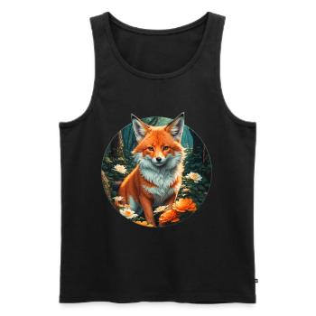 Fox in the blossom frenzy forest - Men's Premium Organic Tank Top - black - Front - Michal (187cm)