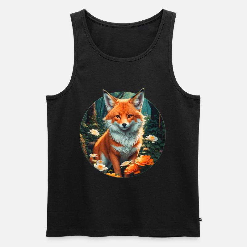 Fuchs im Blütenrausch Wald - Männer Premium Bio Tank Top - Schwarz