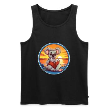 Koala Niedliche Lustige Karikatur Kawaii Buch Strand - Männer Premium Bio Tank Top - Schwarz - Vorne - Michal (187cm)