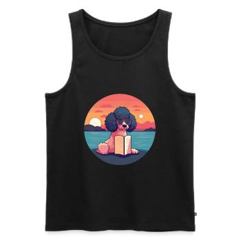 Pudel Niedlich Lustige Karikatur Kawaii Buch Strand - Männer Premium Bio Tank Top - Schwarz - Vorne - Michal (187cm)