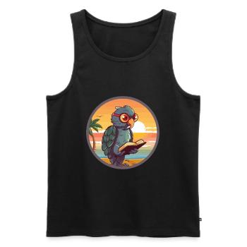Papagei Niedliche Lustige Karikatur Kawaii Buch Strand - Männer Premium Bio Tank Top - Schwarz - Vorne - Michal (187cm)