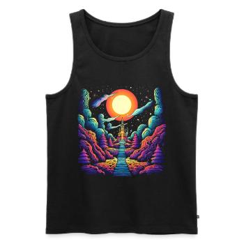 Treppe zum Himmel - Psychedelisches Schloss Art - Männer Premium Bio Tank Top - Schwarz - Vorne - AI Model Male 178 light (178cm)