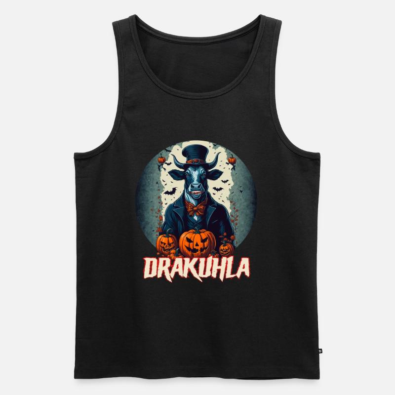 Dracula Kuh Vampir Drakuhla - Männer Premium Bio Tank Top - Schwarz