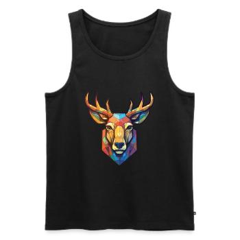 Pere Davids Deer Colorful Watercolor Animal Pet - Men's Premium Organic Tank Top - black - Front - AI Model Male 178 light (178cm)