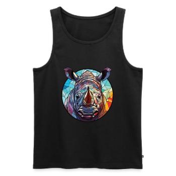 Rhino Colorful Watercolor Animal Pet Illustration - Men's Premium Organic Tank Top - black - Front - AI Model Male 178 light (178cm)