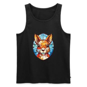 Eichhörnchen buntes Aquarell Tier Illustration - Männer Premium Bio Tank Top - Schwarz - Vorne - AI Model Male 178 light (178cm)