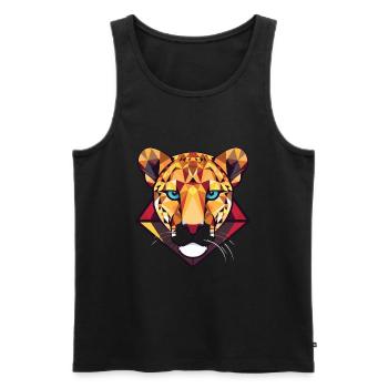 Gepard bunte Aquarell-Tier-Illustration - Männer Premium Bio Tank Top - Schwarz - Vorne - Michal (187cm)