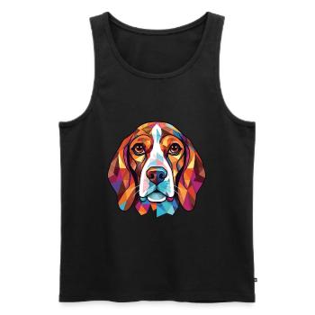 Beagle Hund Bunte Aquarell Tier Illustration - Männer Premium Bio Tank Top - Schwarz - Vorne - AI Model Male 178 light (178cm)