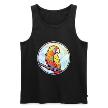 Papagei buntes Aquarell Tier Haustier Illustration - Männer Premium Bio Tank Top - Schwarz - Vorne - Michal (187cm)