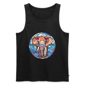 Elephant Colorful Watercolor Animal Illustration - Men's Premium Organic Tank Top - black - Front - AI Model Male 178 light (178cm)