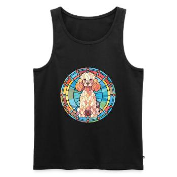 Caniche Chien Aquarelle Colorée Animal Illustration - Débardeur bio Premium Homme - noir - Devant - Michal (187cm)