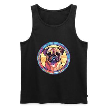 Mopshund bunte Aquarell-Tier-Illustration - Männer Premium Bio Tank Top - Schwarz - Vorne - AI Model Male 178 light (178cm)