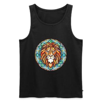 Lion aquarelle colorée Animal animal Illustration d’animaux de compagnie - Débardeur bio Premium Homme - noir - Devant - Michal (187cm)