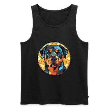 Rottweiler Chien Aquarelle Colorée Animal Cartoon - Débardeur bio Premium Homme - noir - Devant - Michal (187cm)