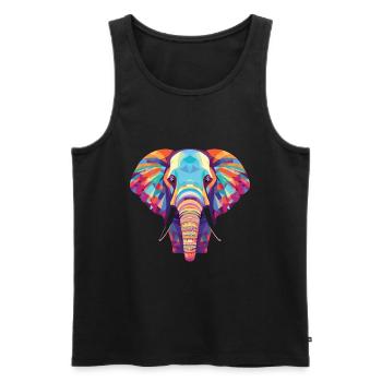 Elefant buntes Aquarell Tier Illustration - Männer Premium Bio Tank Top - Schwarz - Vorne - Michal (187cm)