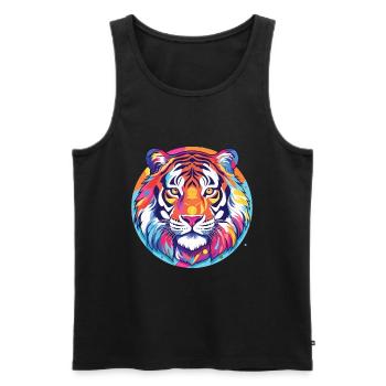 Tiger Buntes Aquarell Tier Haustier Illustration - Männer Premium Bio Tank Top - Schwarz - Vorne - AI Model Male 178 light (178cm)