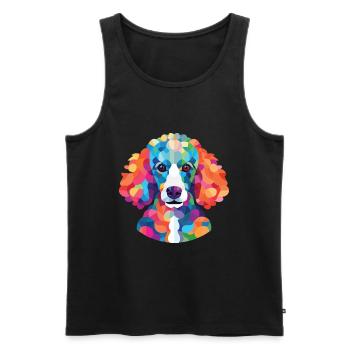 Poodle Dog Colorful Watercolor Animal Illustration - Men's Premium Organic Tank Top - black - Front - Michal (187cm)