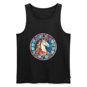 Einhorn bunte Aquarell-Tier-Illustration - Männer Premium Bio Tank Top - Schwarz - Vorne - AI Model Male 178 light (178cm)