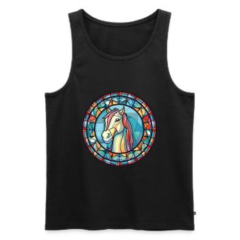 Pony Colorful Watercolor Animal Pet Illustration - Men's Premium Organic Tank Top - black - Front - Michal (187cm)