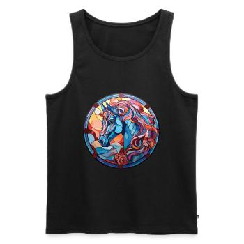 Pferd buntes Aquarell Tier Haustier Illustration - Männer Premium Bio Tank Top - Schwarz - Vorne - Michal (187cm)