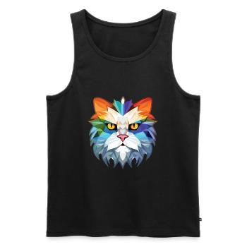 Weiße Langhaar Perserkatze Buntes Aquarell - Männer Premium Bio Tank Top - Schwarz - Vorne - AI Model Male 178 light (178cm)