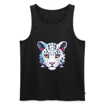Léopard des neiges bébé chat coloré dessin animé aquarelle - Débardeur bio Premium Homme - noir - Devant - AI Model Male 178 light (178cm)