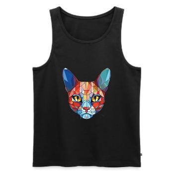 Asian Cat Breed Colorful Watercolor Illustration - Men's Premium Organic Tank Top - black - Front - Michal (187cm)