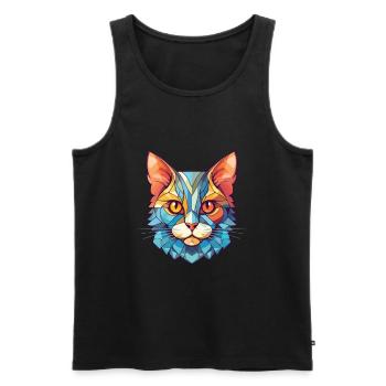 Bambino Cat Breed Illustration aquarelle colorée - Débardeur bio Premium Homme - noir - Devant - AI Model Male 178 light (178cm)