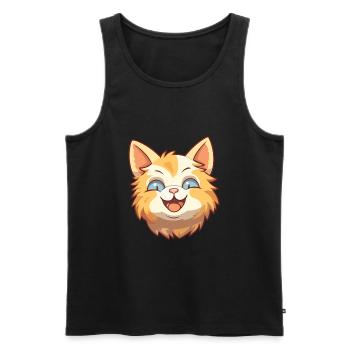 American Bobtail chat dessin animé aquarelle Clipart - Débardeur bio Premium Homme - noir - Devant - Michal (187cm)