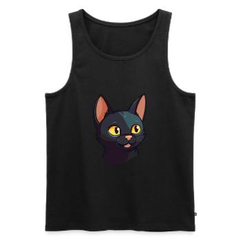 Illustration à l’aquarelle de dessin animé de chat de Bombay - Débardeur bio Premium Homme - noir - Devant - Michal (187cm)