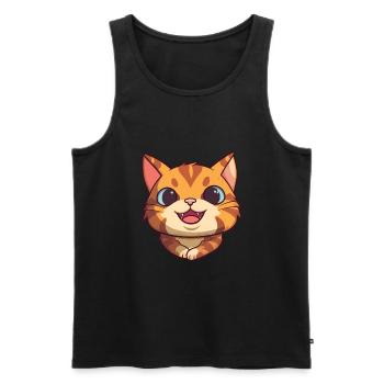 German Rex Cat Cartoon Watercolor Illustration - Men's Premium Organic Tank Top - black - Front - Michal (187cm)