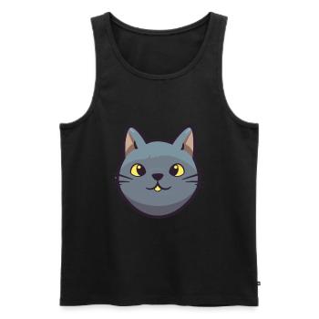 Chartreux Cat Cartoon Watercolor Illustration - Men's Premium Organic Tank Top - black - Front - AI Model Male 178 light (178cm)