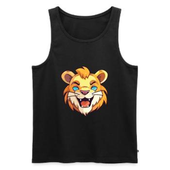 Liger Hybrid-Löwe Tiger Katze Karikatur Aquarell Kunst - Männer Premium Bio Tank Top - Schwarz - Vorne - AI Model Male 178 light (178cm)
