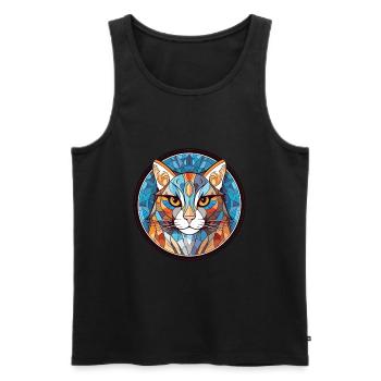 Égée Cat Breed Illustration à l’aquarelle colorée - Débardeur bio Premium Homme - noir - Devant - Michal (187cm)