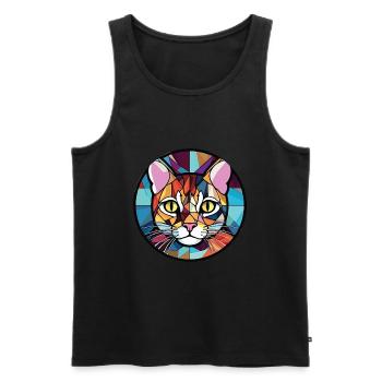 American Wirehair Cat Colorful Watercolor Cartoon - Men's Premium Organic Tank Top - black - Front - Michal (187cm)