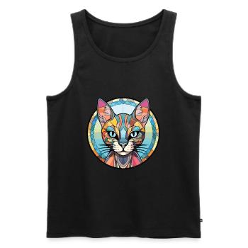 Arabian Egyptian Mau Cat Colorful Watercolor Pet - Men's Premium Organic Tank Top - black - Front - Michal (187cm)