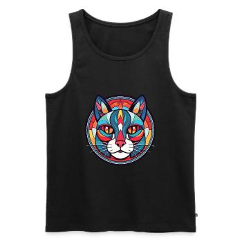 Asiatische Katzenrasse bunte Aquarellillustration - Männer Premium Bio Tank Top - Schwarz - Vorne - Michal (187cm)