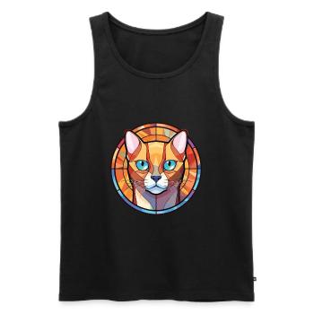 Europäische burmesische Katze bunte Aquarell-Karikatur - Männer Premium Bio Tank Top - Schwarz - Vorne - Michal (187cm)