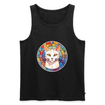 Burmilla Cat Colorful Watercolor Pet Illustration - Men's Premium Organic Tank Top - black - Front - Michal (187cm)