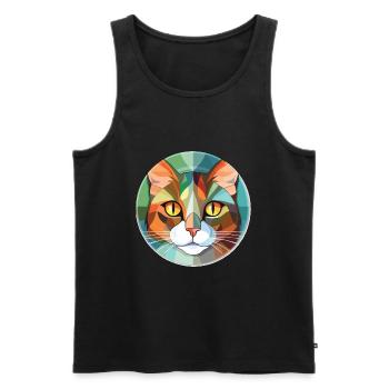 Verdünnte Calico-Katze Bunte Aquarell-Illustration - Männer Premium Bio Tank Top - Schwarz - Vorne - AI Model Male 178 light (178cm)
