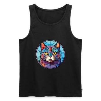 Britisch Kurzhaar Katze Bunte Aquarell-Karikatur - Männer Premium Bio Tank Top - Schwarz - Vorne - Michal (187cm)